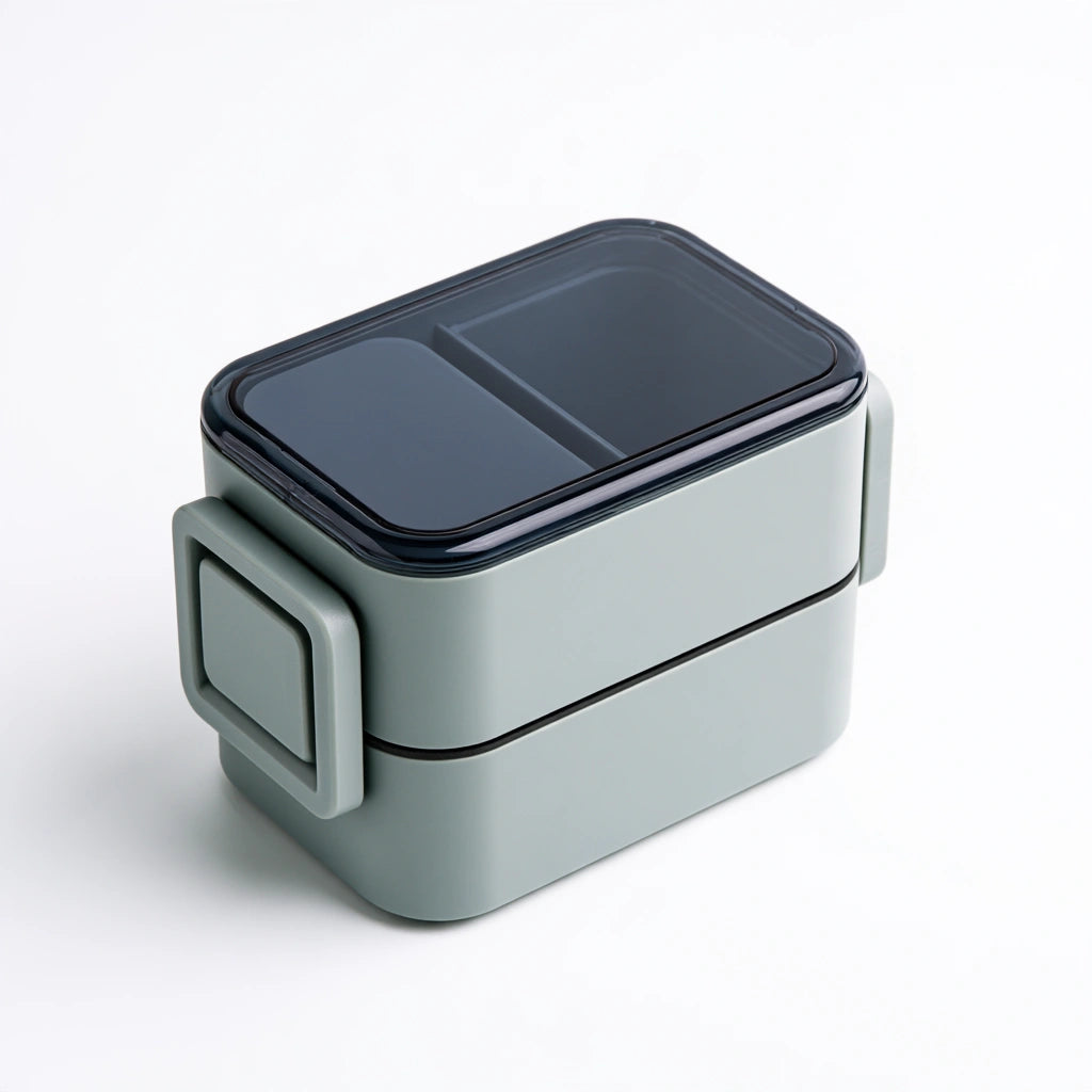 Lunchbox met twee lagen van kunststof, kleur groen