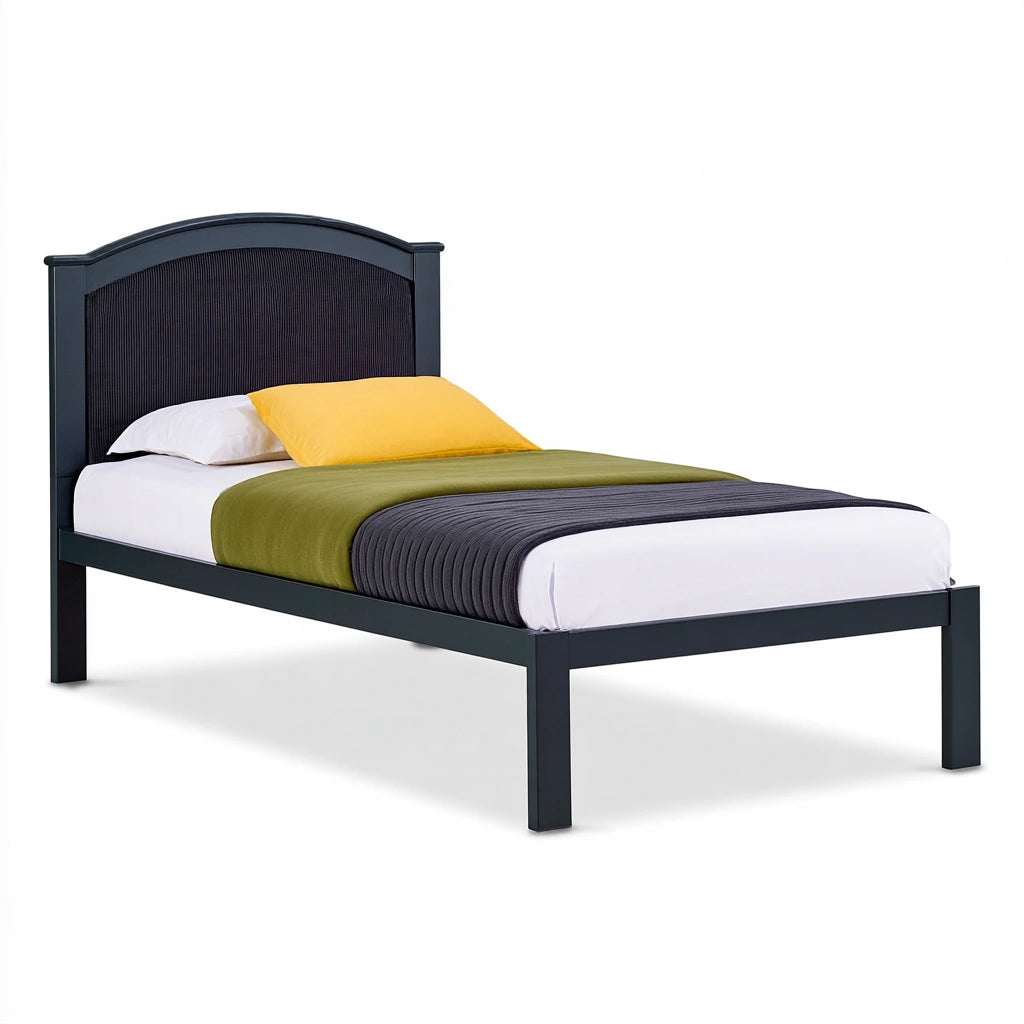 Bedframe met hoofdbord van metaal, kleur zwart