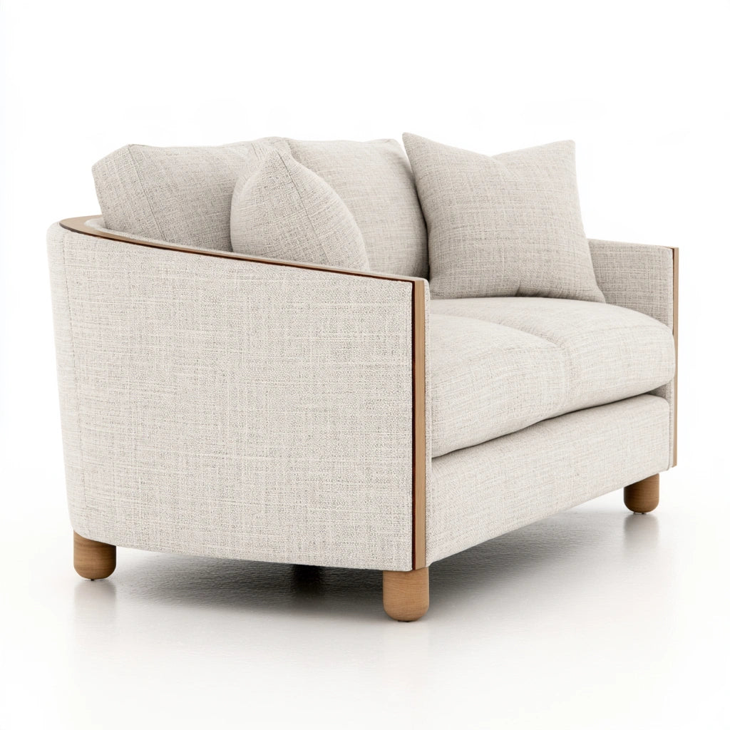 Tweezitsbank met stoffen bekleding, kleur lichtgrijs
