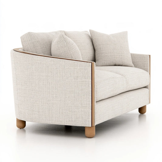 Tweezitsbank met stoffen bekleding, kleur lichtgrijs