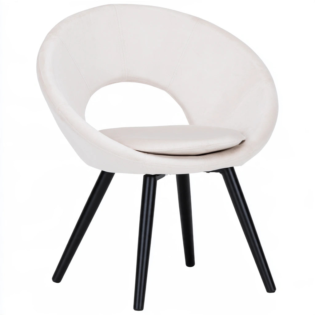 Eetkamerstoel met fluwelen bekleding, kleur lichtbeige