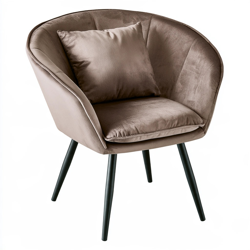 Eetkamerstoel met fluwelen bekleding, kleur lichtbeige